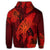 Hawaiian Map Whale Swim Hibiscus Polynesian Zip Hoodie Red - Polynesian Pride