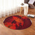 Hawaiian Map Whale Swim Hibiscus Polynesian Round Carpet - Red - AH - Polynesian Pride