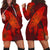 Hawaiian Map Whale Swim Hibiscus Polynesian Hoodie Dress - Red - AH Black - Polynesian Pride