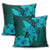 Hawaiian Map Whale Swim Hibiscus Polynesian Pillow Covers - Turquoise - AH - Polynesian Pride