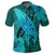 Hawaiian Map Whale Swim Hibiscus Polynesian Polo Shirt Turquoise - Polynesian Pride