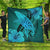 Hawaiian Map Whale Swim Hibiscus Polynesian Premium Quilts - Turquoise - AH Black - Polynesian Pride