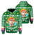 Hawaiian Mele Kalikimaka Santa Claus Pattern Christmas Hoodie Zip Green Labo Style Unisex Green - Polynesian Pride