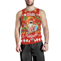Hawaiian Mele Kalikimaka Santa Claus Pattern Christmas Men's Tank Top - Red - Labo Style - AH - Polynesian Pride