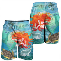 Hawaiian Mermaid Turtle Dolphin Polynesian Men's Shorts - AH - Polynesian Pride