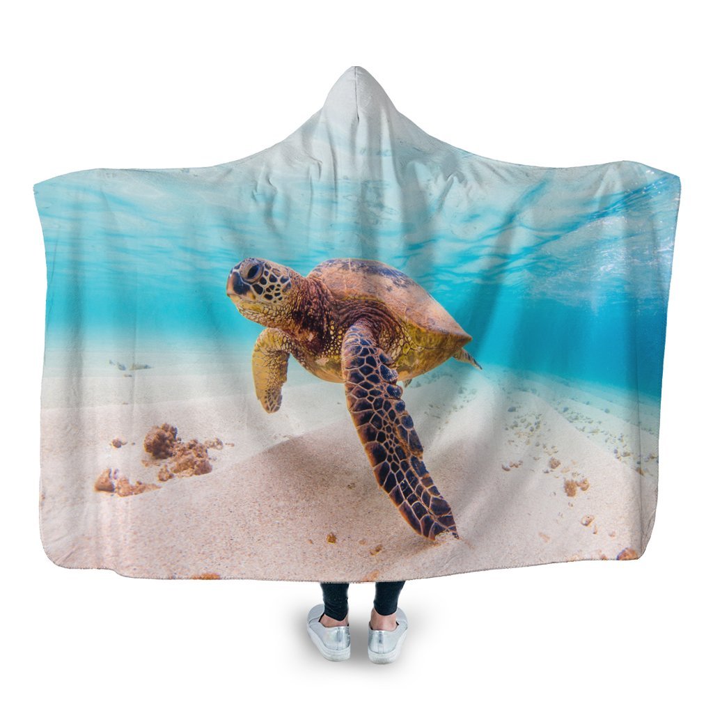 Hawaiian Ocean Picture Hooded Blanket - AH Hooded Blanket White - Polynesian Pride