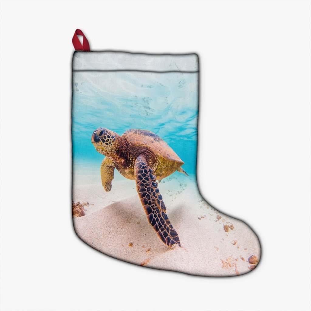 Hawaiian Ocean Picture Christmas Stocking - AH Christmas Stocking 26 X 42 cm Black - Polynesian Pride