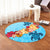 Hawaiian Ocean Turtle Plumeria And Hibiscus Polynesian Round Carpet - AH - Polynesian Pride