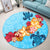 Hawaiian Ocean Turtle Plumeria And Hibiscus Polynesian Round Carpet - AH - Polynesian Pride