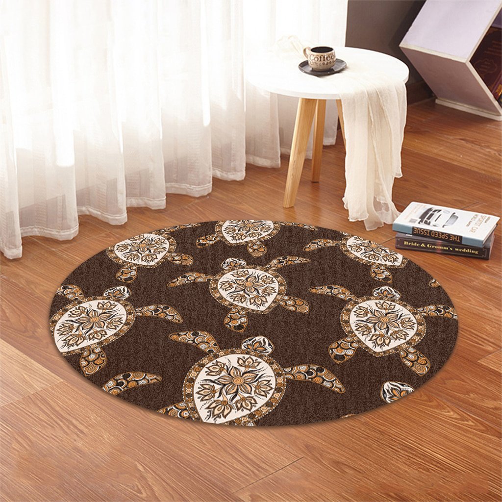 Hawaiian Old School Turtle Round Carpet - AH - Polynesian Pride