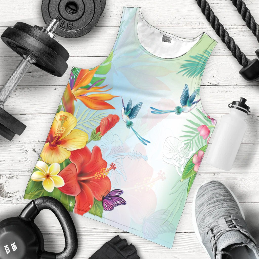 Hawaiian Orchids Strelitzia Hibiscus Plumeria Hummingbirds Polynesian Tank Top - AH - Polynesian Pride