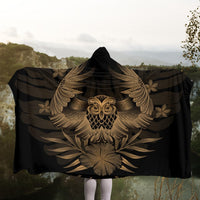 Hawaiian Owl Hibiscus Plumeria Polynesian Hooded Blanket - Gold - AH - Polynesian Pride