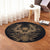 Hawaiian Owl Hibiscus Plumeria Polynesian Round Carpet - Gold - AH - Polynesian Pride