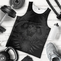 Hawaiian Owl Hibiscus Plumeria Polynesian Tank Top - Gray - AH - Polynesian Pride