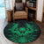 Hawaiian Owl Hibiscus Plumeria Polynesian Round Carpet - Green - AH - Polynesian Pride