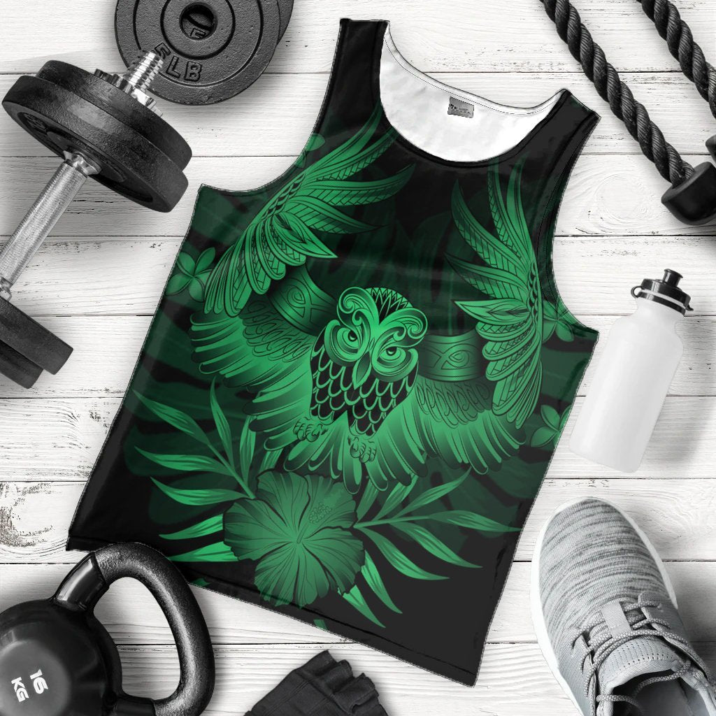 Hawaiian Owl Hibiscus Plumeria Polynesian Tank Top - Green - AH - Polynesian Pride