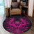 Hawaiian Owl Hibiscus Plumeria Polynesian Round Carpet - Pink - AH - Polynesian Pride