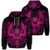 Hawaiian Owl Hibiscus Plumeria Polynesian Zip Hoodie Pink Unisex Art - Polynesian Pride