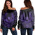 Hawaiian Owl Hibiscus Plumeria Polynesian Women's Off Shoulder Sweater - Purple - AH Black - Polynesian Pride