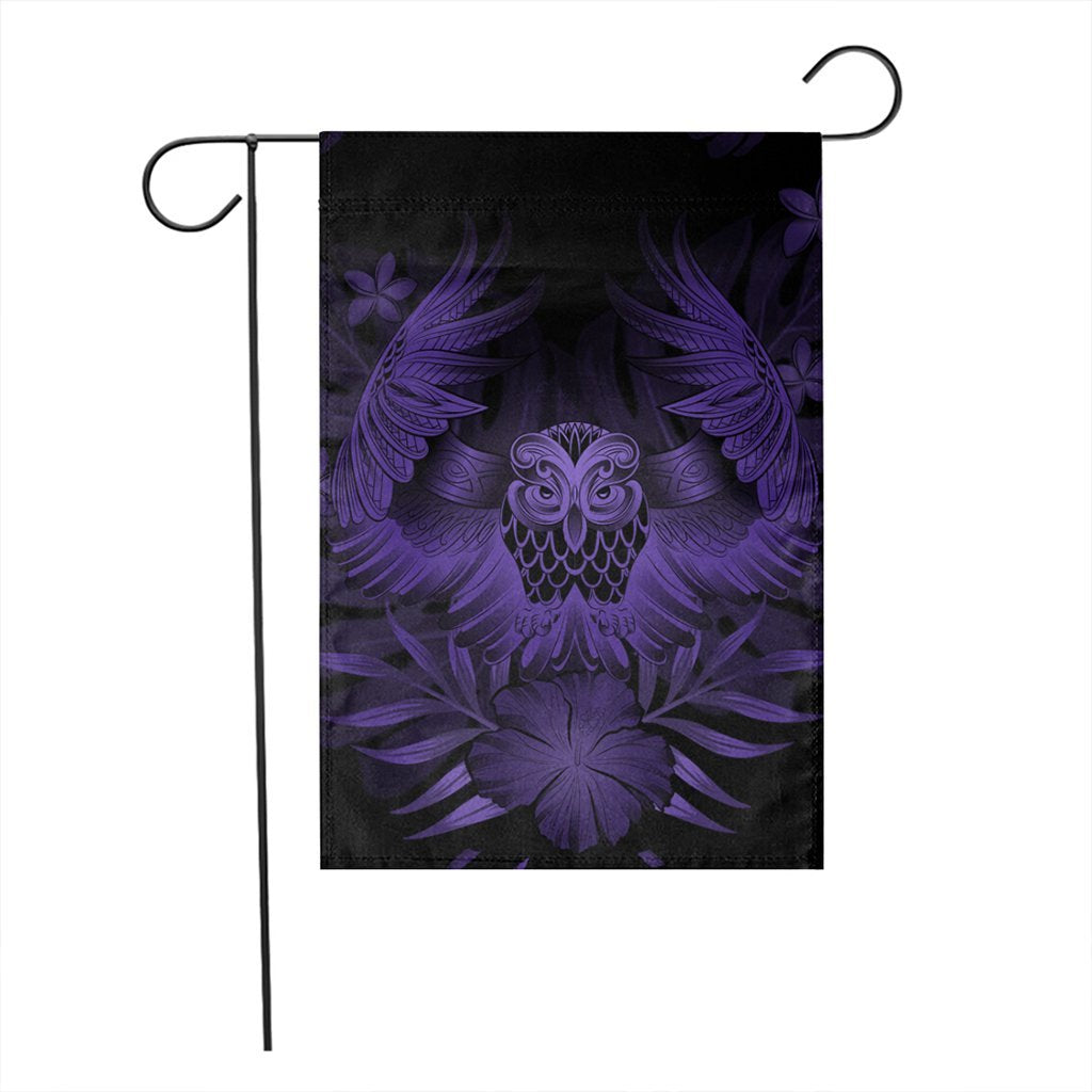 Hawaiian Owl Hibiscus Plumeria Polynesian Flag - Purple - AH - Polynesian Pride