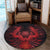 Hawaiian Owl Hibiscus Plumeria Polynesian Round Carpet - Red - AH - Polynesian Pride