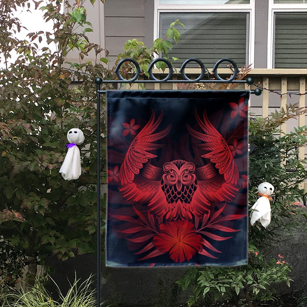 Hawaiian Owl Hibiscus Plumeria Polynesian Flag - Red - AH - Polynesian Pride