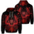 Hawaiian Owl Hibiscus Plumeria Polynesian Zip Hoodie Red Unisex Art - Polynesian Pride