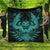 Hawaiian Owl Hibiscus Plumeria Polynesian Premium Quilts - Turquoise - AH Black - Polynesian Pride