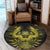 Hawaiian Owl Hibiscus Plumeria Polynesian Round Carpet - Yellow - AH - Polynesian Pride