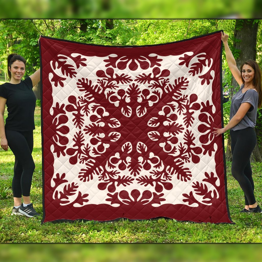 Hawaiian Palm Tree Quilt Tradition Red Premium Quilts - AH Black - Polynesian Pride