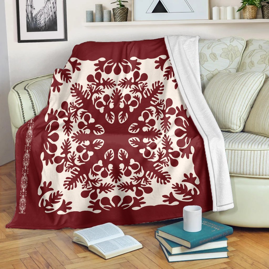 Hawaiian Palm Tree Quilt Tradition Red Premium Blankets - AH White - Polynesian Pride