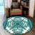 Hawaiian Palm Tree Quilt Tradition Turquoise Round Carpet - AH - Polynesian Pride