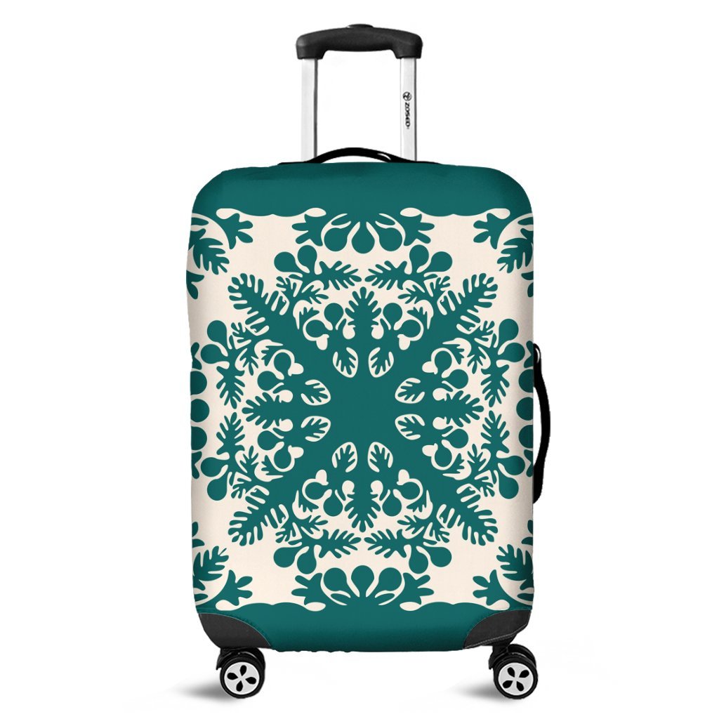 Hawaiian Palm Tree Quilt Tradition Turquoise Luggage Covers - AH Black - Polynesian Pride