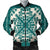 Hawaiian Palm Tree Quilt Tradition Turquoise Bomber Jacket - AH Black Unisex - Polynesian Pride