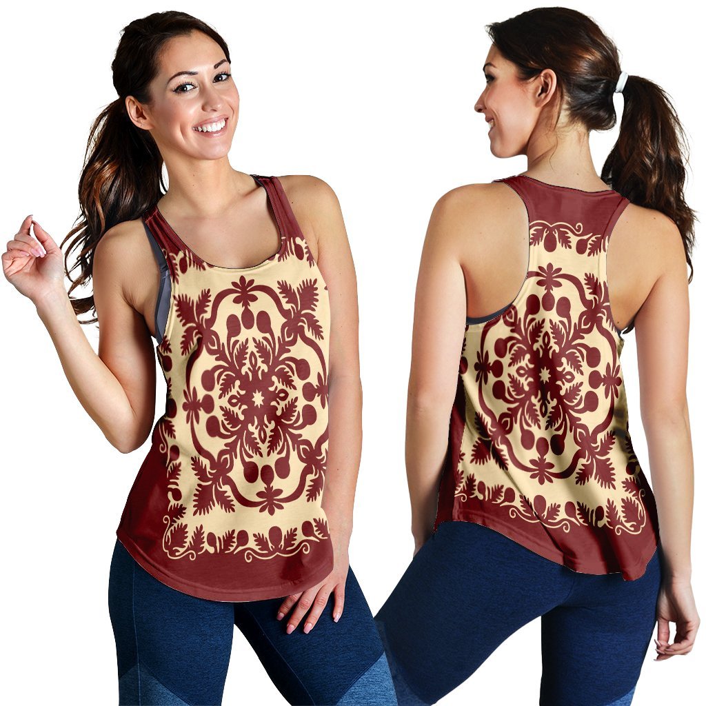 Hawaiian Palm Tree Quilt Vintage Racerback Tank - AH Black - Polynesian Pride