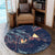 Hawaiian Palm Tree Volcano Night On The Land Round Carpet - AH - Polynesian Pride