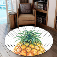 Hawaiian Pineapple Polka Dots Background Polynesian Round Carpet - AH - Polynesian Pride