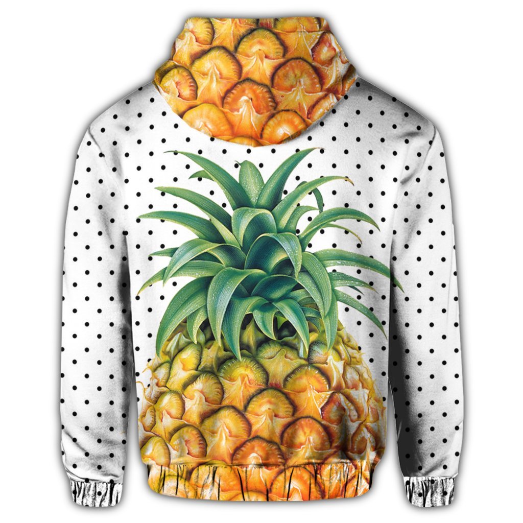 Hawaiian Pineapple Polka Dots Background Polynesian Zip Hoodie - Polynesian Pride