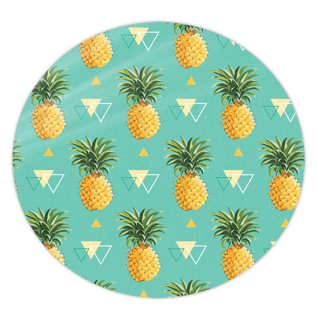 Hawaiian Pineapple Polynesian Round Carpet - AH Round Carpet Luxurious Plush - Polynesian Pride