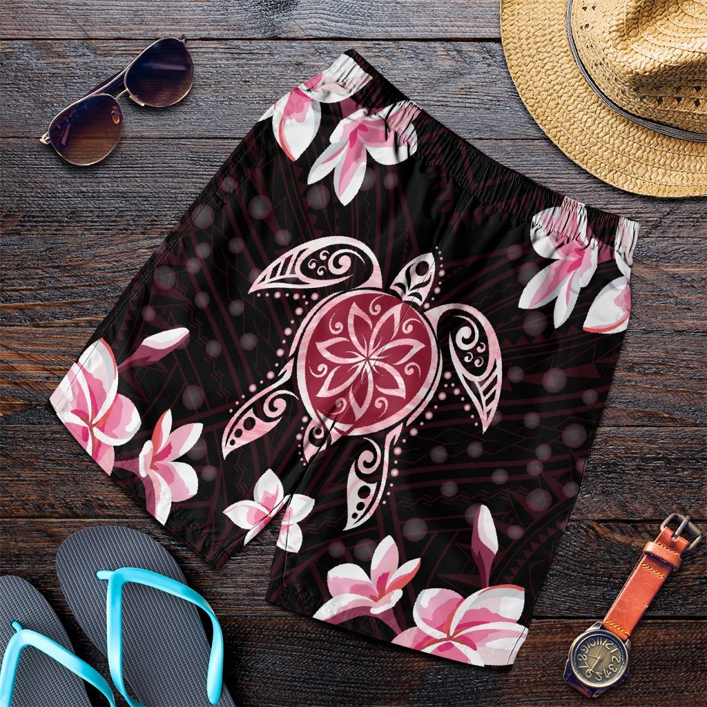 Hawaiian Pinky Turtle Plumeria Men's Shorts AH Art - Polynesian Pride
