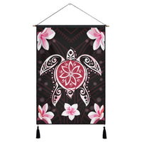 Hawaiian Pinky Turtle Plumeria Hanging Poster AH Hanging Poster Cotton And Linen - Polynesian Pride