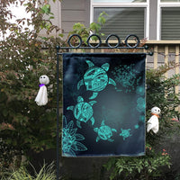 Hawaiian Plumeria Hibiscus Turtle Under Sea Polynesian Flag Blue AH - Polynesian Pride