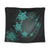 Hawaiian Plumeria Hibiscus Turtle Under Sea Polynesian Tapestry Blue AH Wall Tapestry Black - Polynesian Pride