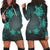 Hawaiian Plumeria Hibiscus Turtle Under Sea Polynesian Hoodie Dress Blue AH Black - Polynesian Pride