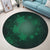 Hawaiian Plumeria Hibiscus Turtle Under Sea Polynesian Round Carpet Green AH - Polynesian Pride