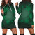 Hawaiian Plumeria Hibiscus Turtle Under Sea Polynesian Hoodie Dress Green AH Black - Polynesian Pride