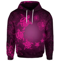 Custom Hawaiian Plumeria Hibiscus Turtle Under Sea Polynesian Hoodie Pink - Polynesian Pride