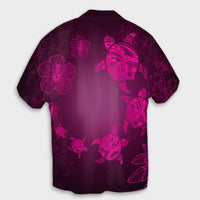 Hawaiian Plumeria Hibiscus Turtle Under Sea Polynesian Hawaiian Shirt Pink AH - Polynesian Pride