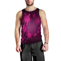 Hawaiian Plumeria Hibiscus Turtle Under Sea Polynesian Tank Top Pink AH Black - Polynesian Pride