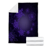 Hawaiian Plumeria Hibiscus Turtle Under Sea Polynesian Premium Blankets Purple AH - Polynesian Pride